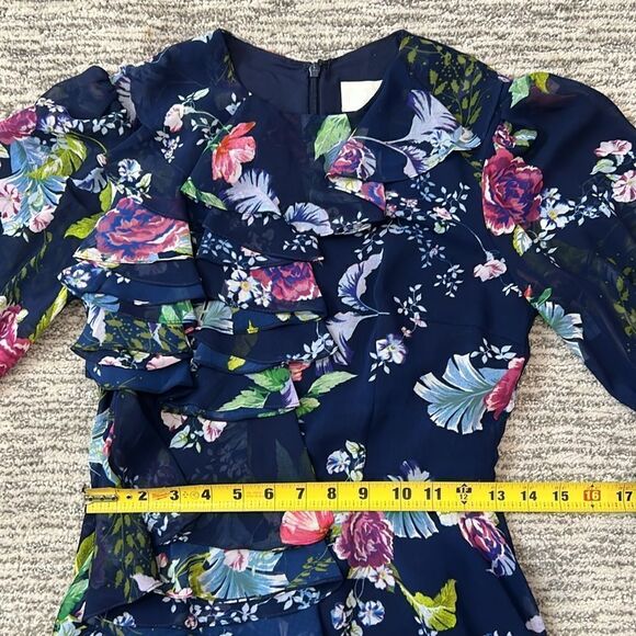 NWT Mikael Aghal Maxi Dress Blue Floral Size 0 - Picture 10 of 16